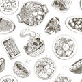 Japan food seamless pattern with dishes