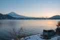 Japan, Fuji mountain, Kawaguchiko lake in autumn afternoon, With Royalty Free Stock Photo