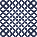 Geometric pattern. Seven treasures Japanese vector in navy blue and white. Shippou overlapping circles vector for wallpaper.