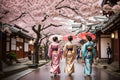 Japan girls walking on the street