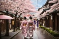 Japan girls walking on the street