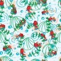 Japan gold fish free drawing seamless pattern