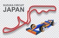 Japan grand prix race track for Formula 1 or F1. Detailed racetrack or national circuit