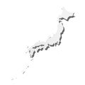 Japan - grey 3d-like silhouette map of country area with dropped shadow. Simple flat vector illustration