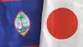Japan and Guam two flags textile cloth 3D rendering