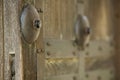 Japan Himeji Castle close-up of wooden gate Royalty Free Stock Photo