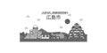 Japan, Hiroshima city skyline isolated vector illustration, icons