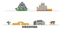 Japan, Hiroshima flat landmarks vector illustration. Japan, Hiroshima line city with famous travel sights, skyline Royalty Free Stock Photo