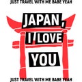 Japan, i love you poster with red Torii