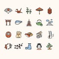 Japan Icon Color Set. Vector Royalty Free Stock Photo
