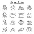 Japan icon set in thin line style