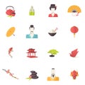 Japan icons flat