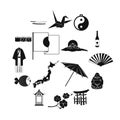 Japan icons set black