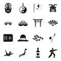 Japan icons set, simple style Royalty Free Stock Photo