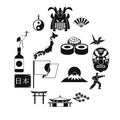 Japan icons set, simple style Royalty Free Stock Photo