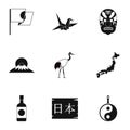 Japan icons set, simple style Royalty Free Stock Photo