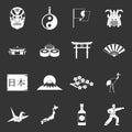 Japan icons set grey vector Royalty Free Stock Photo