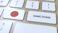 Japan Imposes Sanctions Against Some Country. Sanctions Imposed on Japan. Keyboard Button Push. Politics Illustration 3D