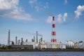 Japan industrial factory area with blue sky background view from Fishing port, Yokohama City  Japan Royalty Free Stock Photo