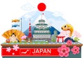 Japan infographic travel place and landmark Vector