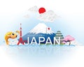 Japan infographic travel place and landmark Vector Illustration