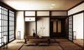 Japan interior design,modern living room. 3d illustration, 3d rendering Royalty Free Stock Photo