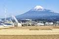 Fuji Mountain and Factory at Fujinomiya, Shizuoka, Japan