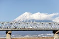 Shinkansen Bullet Train and Fuji mountain, Japan Royalty Free Stock Photo