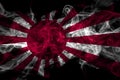 Japan, Japanese, sun smoke flag isolated on black background Royalty Free Stock Photo