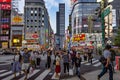 Crowded of Tourists on the Junction of Shinjuku, Kabukicho, Shinjuku, Tokyo, Japan Royalty Free Stock Photo