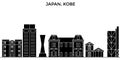 Japan, Kobe architecture vector city skyline, travel cityscape with landmarks, buildings, isolated sights on background Royalty Free Stock Photo