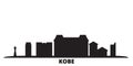 Japan, Kobe city skyline isolated vector illustration. Japan, Kobe travel black cityscape