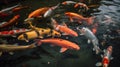 Japan koi fish or Fancy Carp swimming in a pond fish. Generative Ai Royalty Free Stock Photo