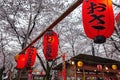 Japan, Kyoto, 04/07/2017. Hanami celebration in a Japanese park Royalty Free Stock Photo