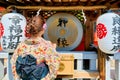 Japan. Kyoto. Kiyomizu Dera Temple. A faithful young woman in prayer