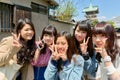 Japan. Kyoto. Smiling young girls