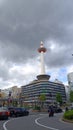 Japan Kyoto Tower in cloudy sky day time Royalty Free Stock Photo