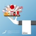 Japan landmark global travel infographic in flat design.