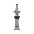 Japan landmark - temple, shrine, castle, pagoda, gate vector illustration simplified color icon. Chinese, asian