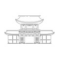 Japan landmark - temple, shrine, castle, pagoda, gate vector illustration simplified travel icon. Chinese, asian