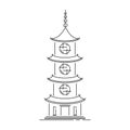 Japan landmark - temple, shrine, castle, pagoda, gate vector illustration simplified travel icon. Chinese, asian