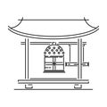 Japan landmark - temple, shrine, castle, pagoda, gate vector illustration simplified travel icon. Chinese, asian