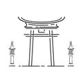 Japan landmark - temple, shrine, castle, pagoda, gate vector illustration simplified travel icon. Chinese, asian Royalty Free Stock Photo