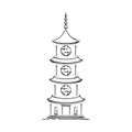 Japan landmark - temple, shrine, castle, pagoda, gate vector illustration simplified travel icon. Chinese, asian