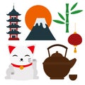Japan landmark travel vector icons collection culture sign