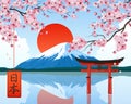 Japan Landscape Symbols Realistic Royalty Free Stock Photo