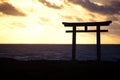 Japan landscape of traditional Japanese gate and sea Royalty Free Stock Photo