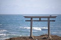 Japan landscape of traditional Japanese gate and sea Royalty Free Stock Photo