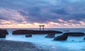 Japan landscape of traditional Japanese gate and sea Royalty Free Stock Photo