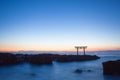 Japan landscape of traditional Japanese gate and sea Royalty Free Stock Photo